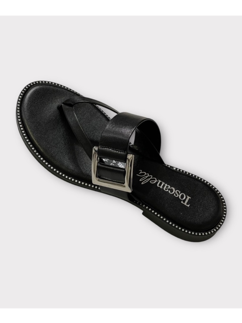 TOSCANELLA Black Stud Embellished Slide On Sandals - Picture 3 of 4